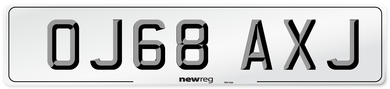 OJ68 AXJ Number Plate from New Reg